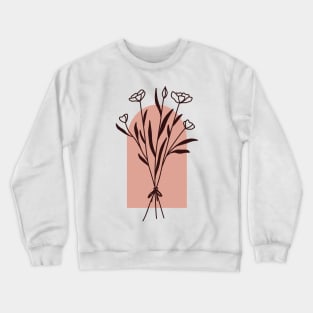 Abstract botanical Wildflower Poppy One Line Art Flowers Crewneck Sweatshirt